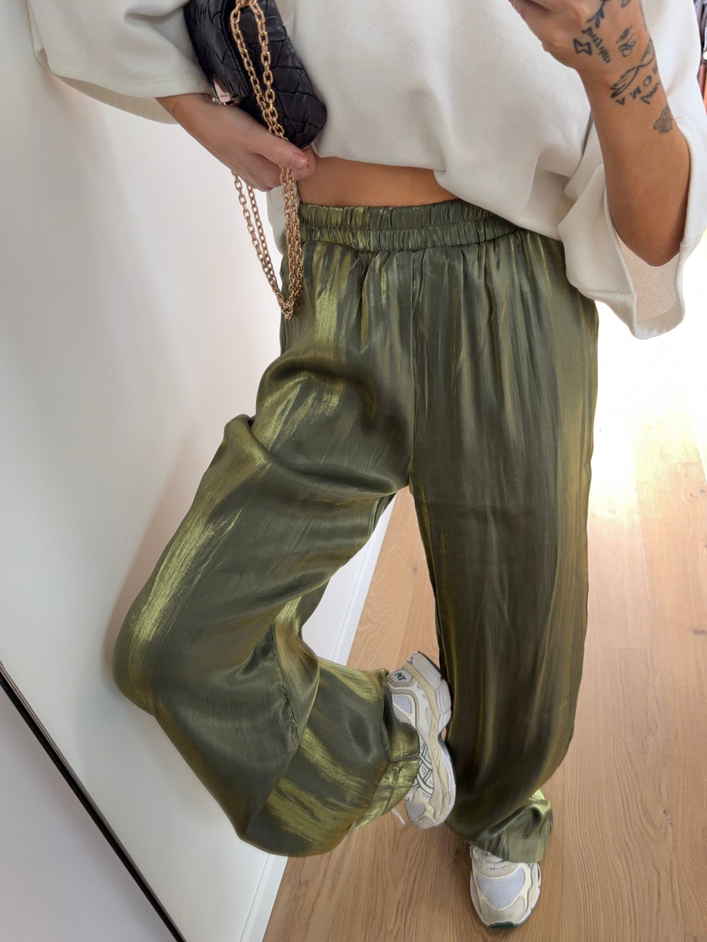 Pantalon satiné - kaki