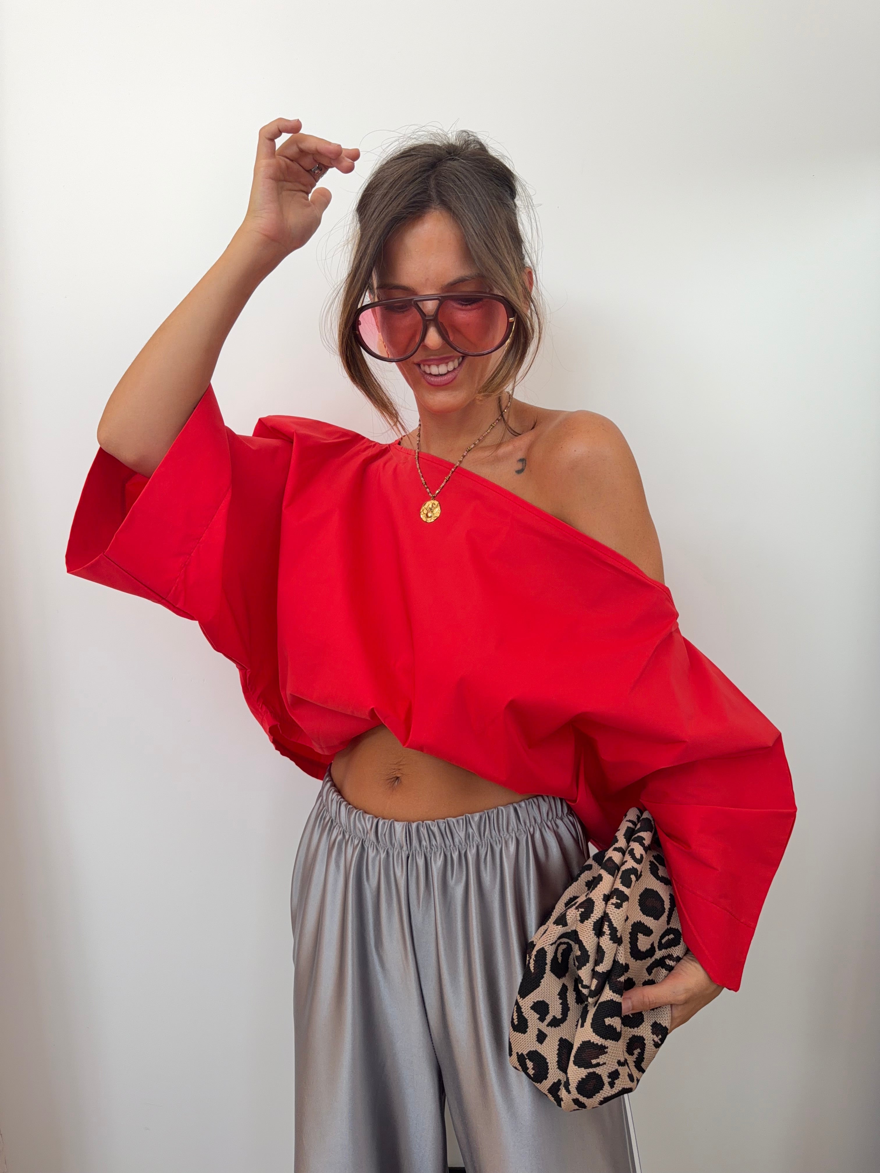 Blouse asymétrique - rouge