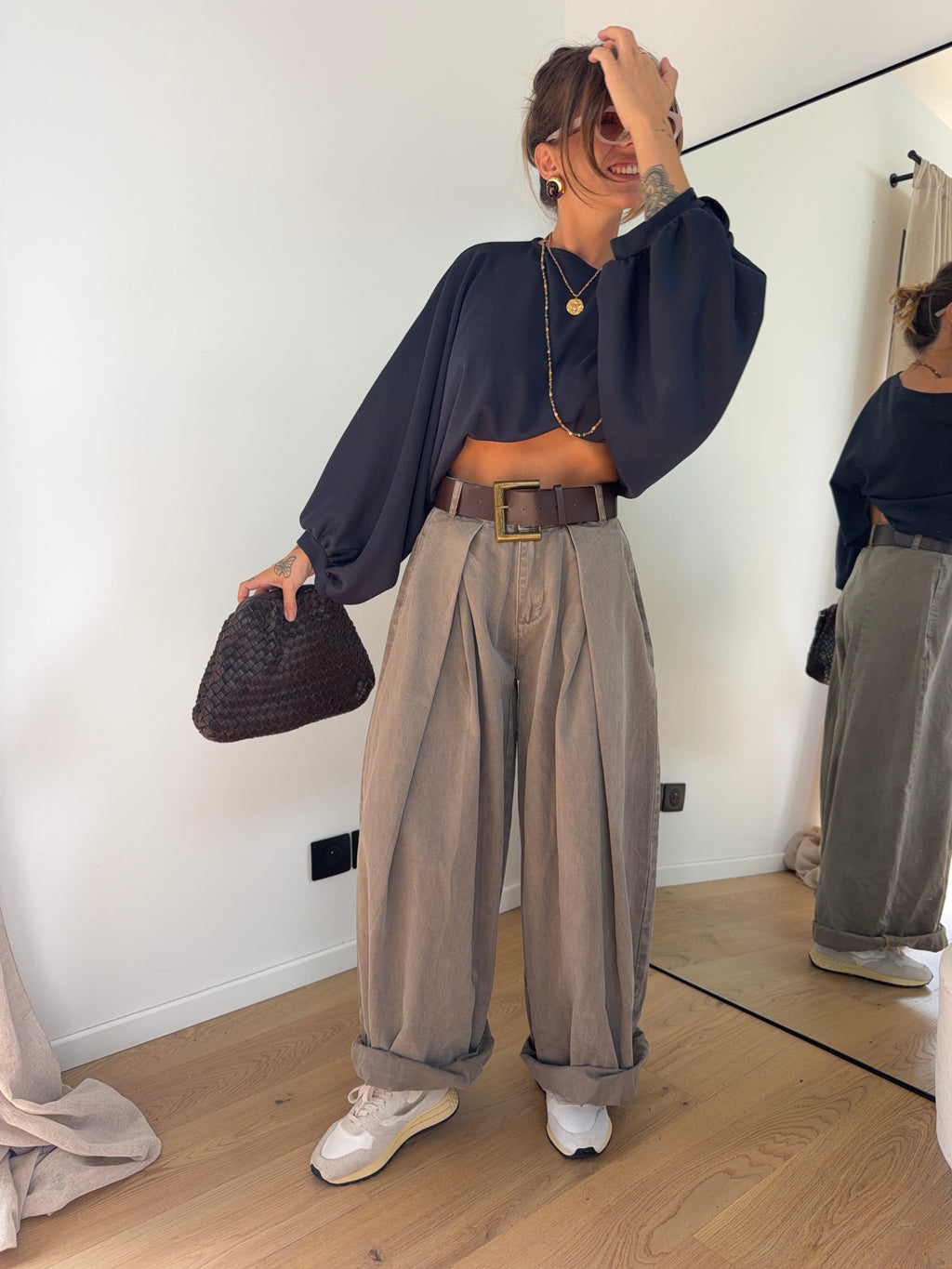 Pantalon & ceinture Brune - taupe (en pré-commande)