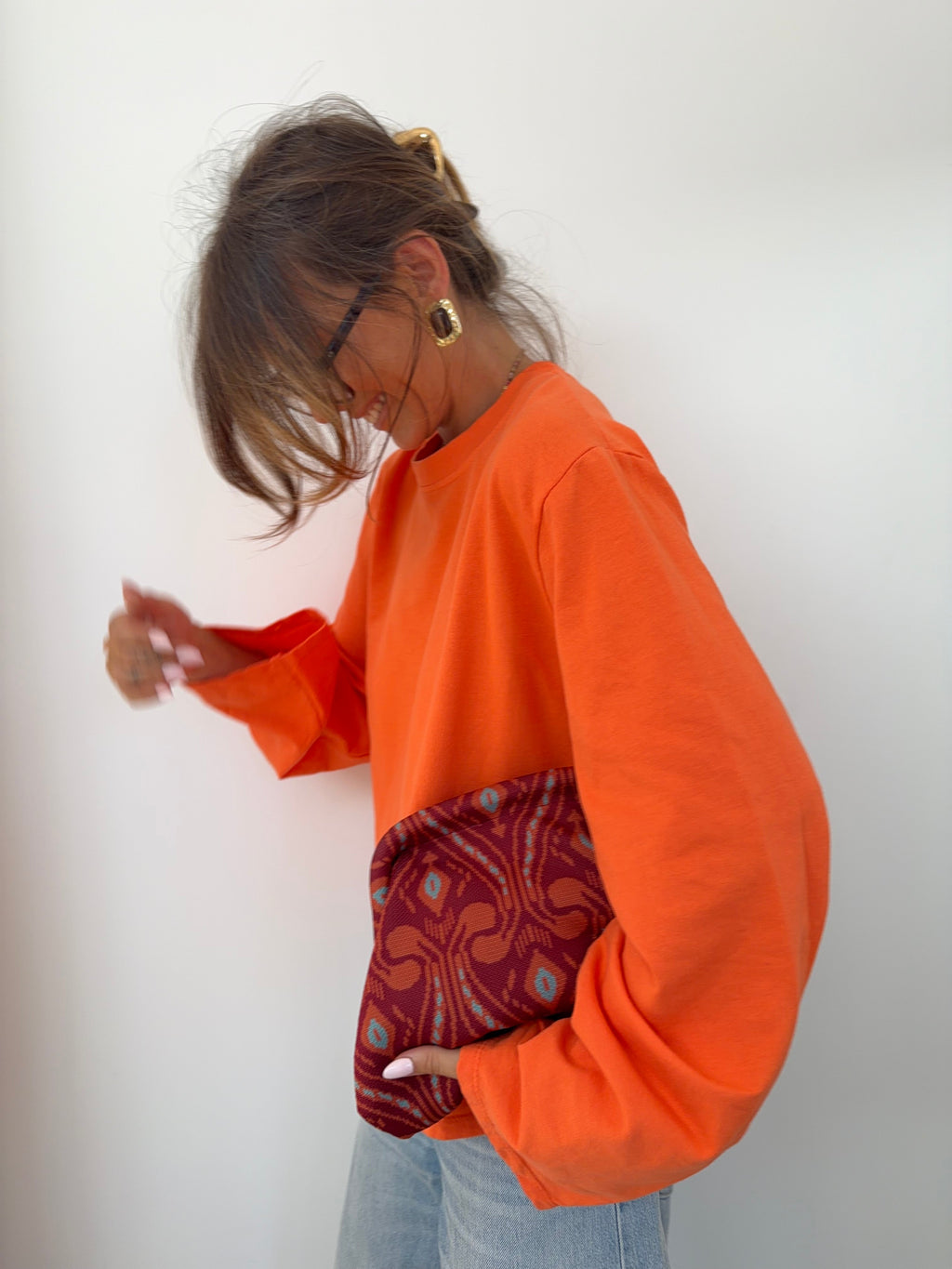 Haut manches longues dos nu - orange