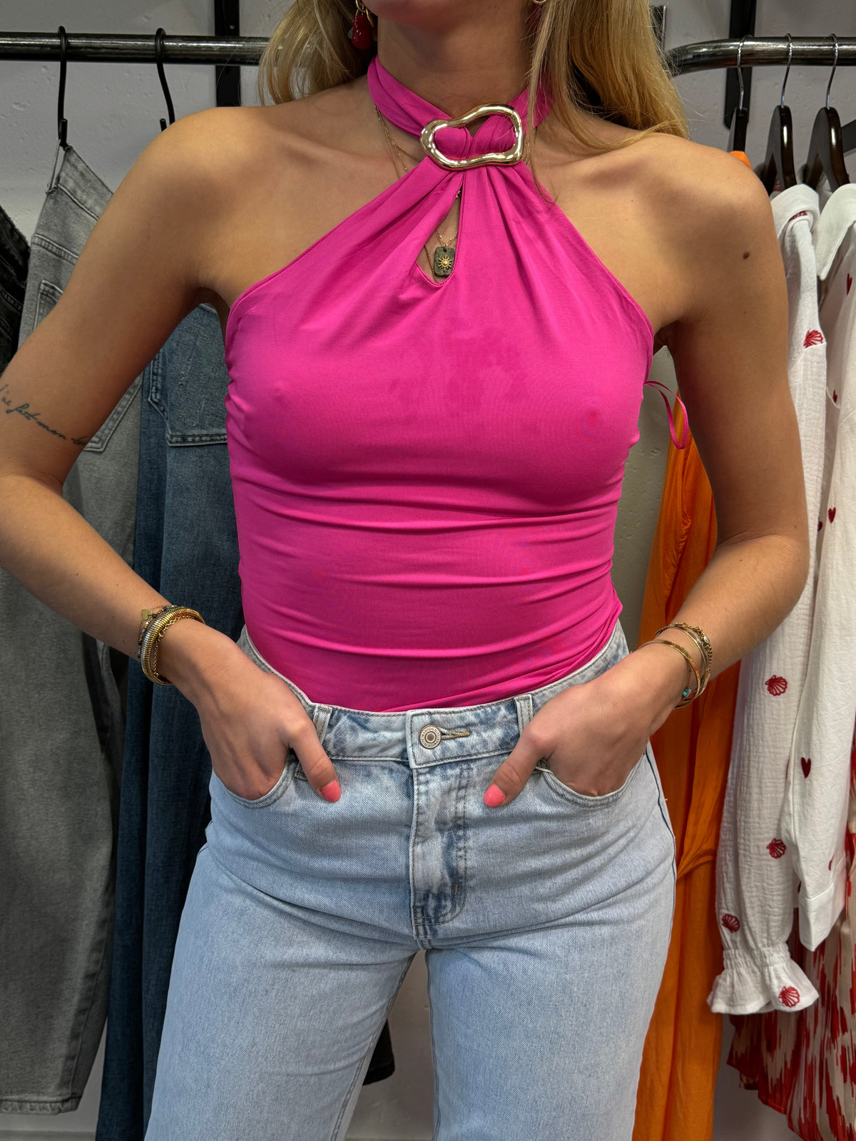 Body à détails - fuchsia
