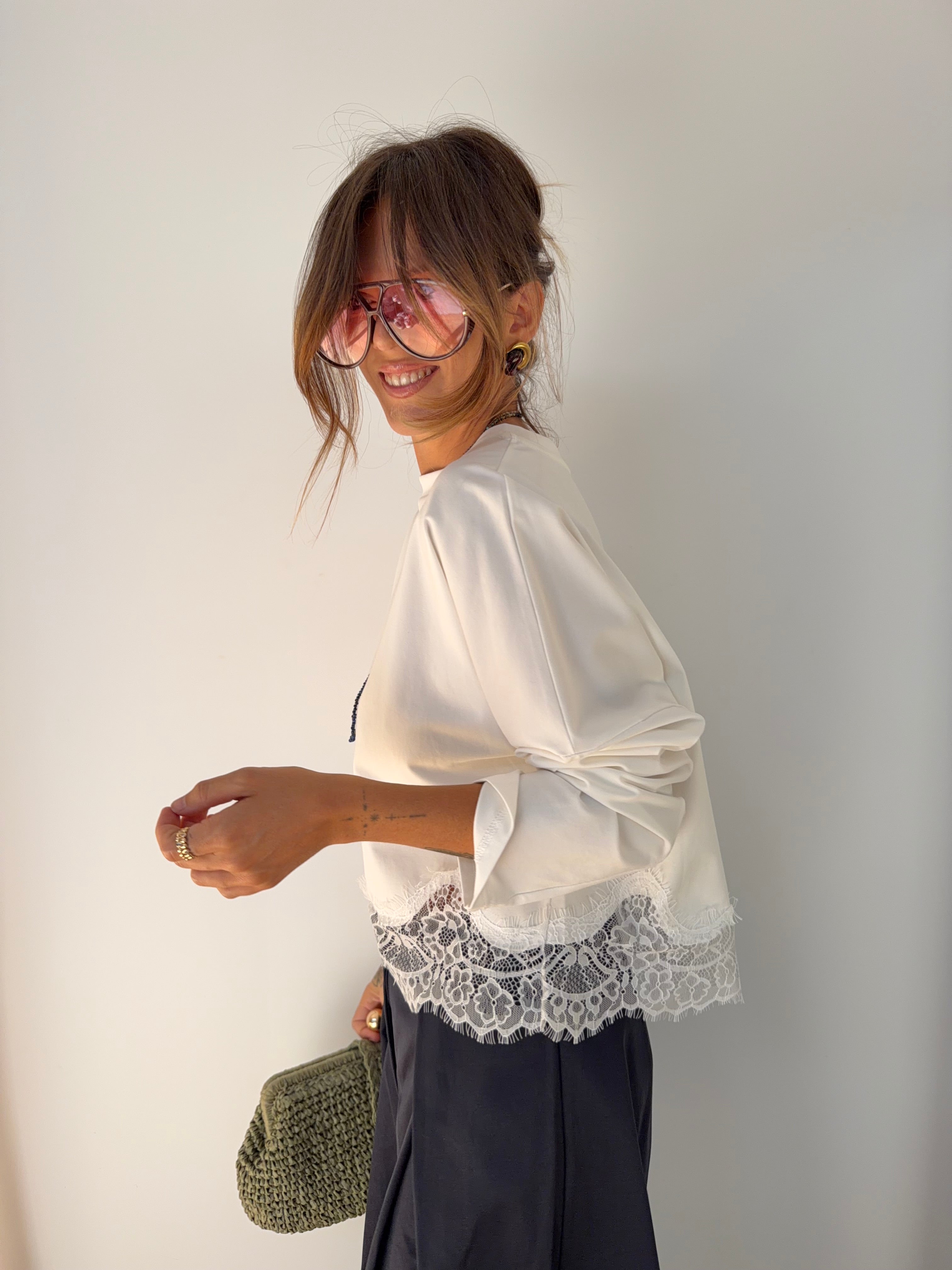 T-shirt manches longues dentelle